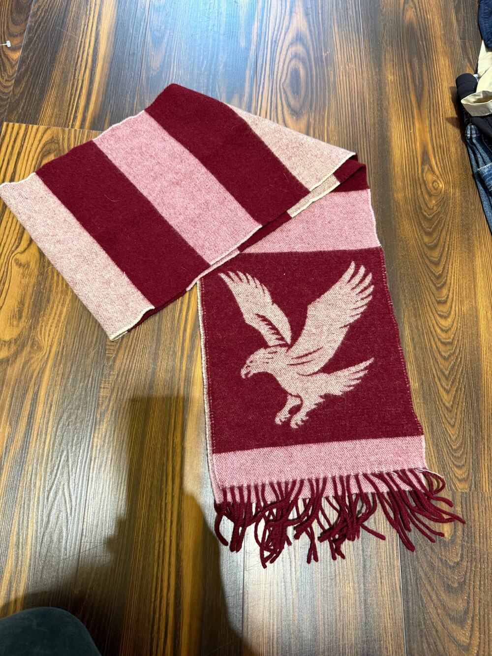 Lyle & Scott Scotland Lambs Wool Two Tone Fringed Scarf with Bird Design 72”